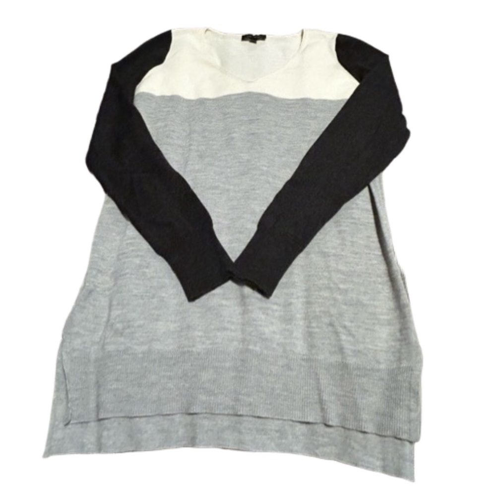 Ann Taylor Color-block Tunic Merino Wool Blend Sweater Size M